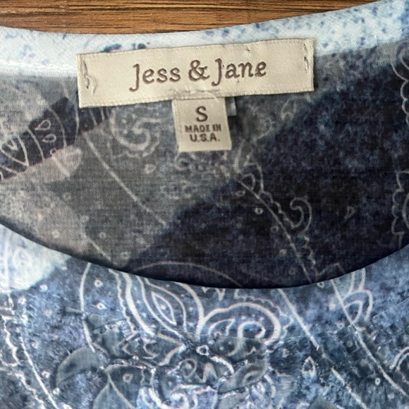 Jess and Jane Blue Paisley Lightweight Top Kimono Sleeves Lace Detail Womens S - Picture 5 of 6
